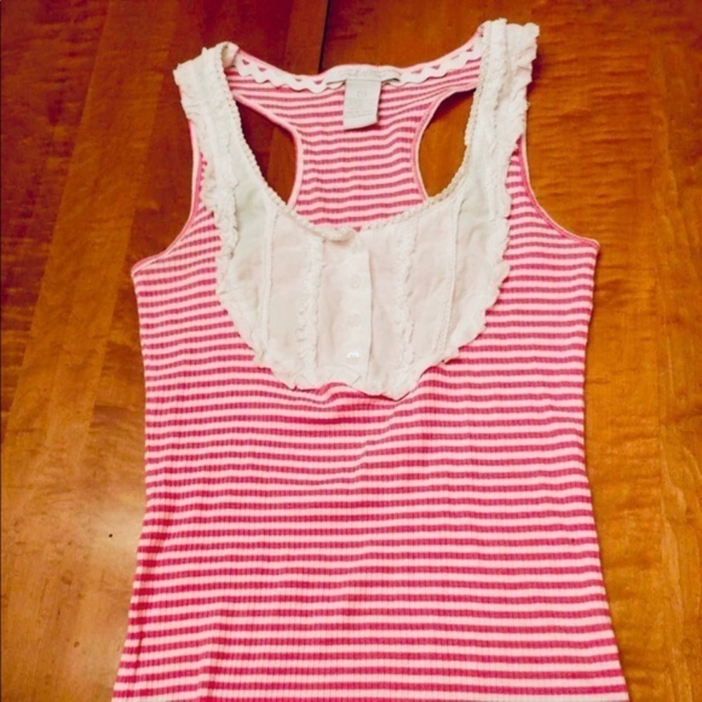 Charlotte Russe Pink/White Striped Tank-S *G620*